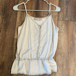 Addie grey shirt with buttons.